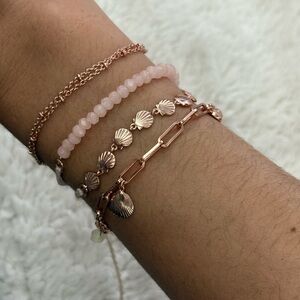 Pura Vida Rose Gold and Pink Shell Bracelet Set
